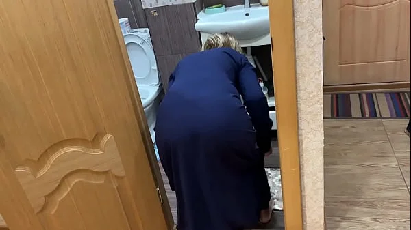 It's perfect to bend over in the bathroom to get a dick in the ass for anal sex with a MILF