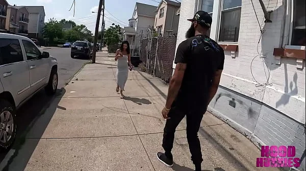 Horny mixed slut get fucked hard hanging out in the hood