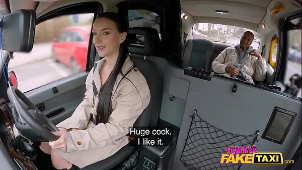 Female Fake Taxi Lady Gang gets a ride on a big black cock in a red thong