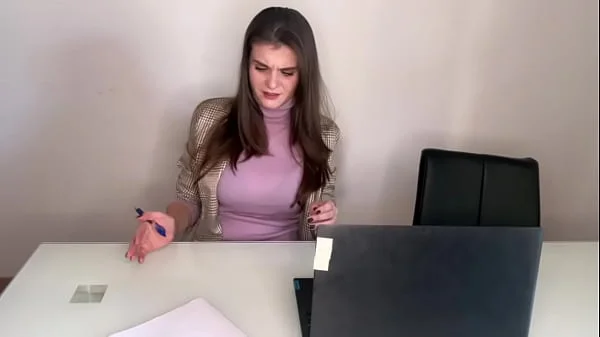 Hot Step Mother Seduces Step Son in the office, shows him milky nipples and Makes big cock Handjob