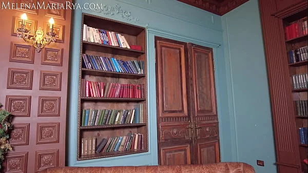 Melena Maria Rya pussy play in a library