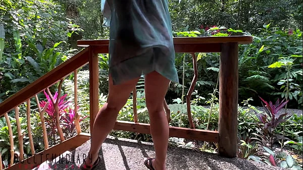 curvy jungle girl fucked risky outdoors - leg up view cum pussy end, projectfundiary