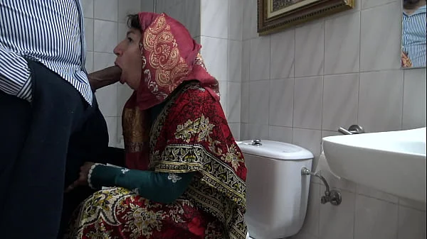 A horny Turkish muslim wife meets with a black immigrant in public toilet