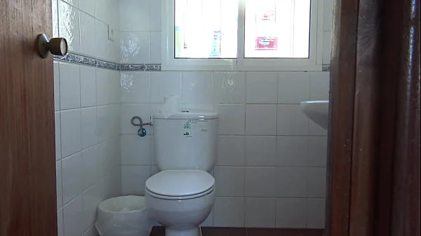 A horny Turkish muslim cuckold wife has sex in public toilet with american soldier