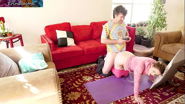 Pregnant stepsister gets fucked in the living room