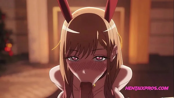 Hot Blonde Marin Dressed as a Bunny Gives Blowjob then Gets Creampied - Uncensored Cartoon