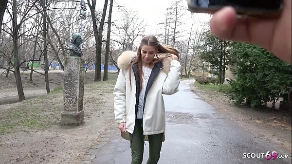 GERMAN SCOUT - CUTE GIRL EVELINE DELLAI IN LEGGINGS TRICKED TO RAW PICKUP FUCK