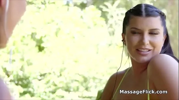 Curvy babes finishing jogging with scissoring massage