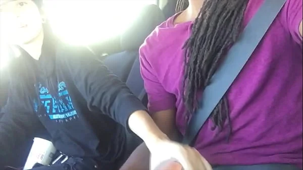 Lesbian Gives Friend Handjob In Car