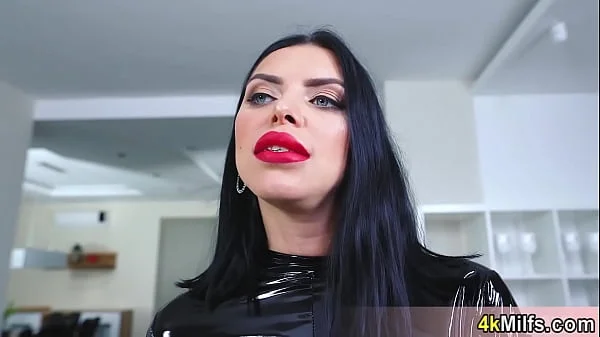 Latina MILF housewife in latex fucked by her butler