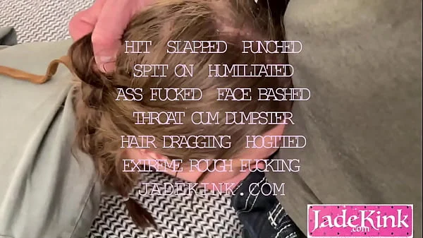 Deepthroat, fucked and facial. Submissive slut takes whatever he gives her.