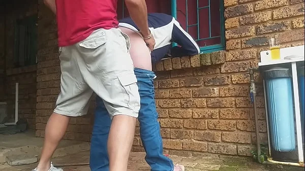 Came home from mcdonalds,we were so horny couldnt wait to fuck,so fucked in the front yard and ended up eating her massive creampie