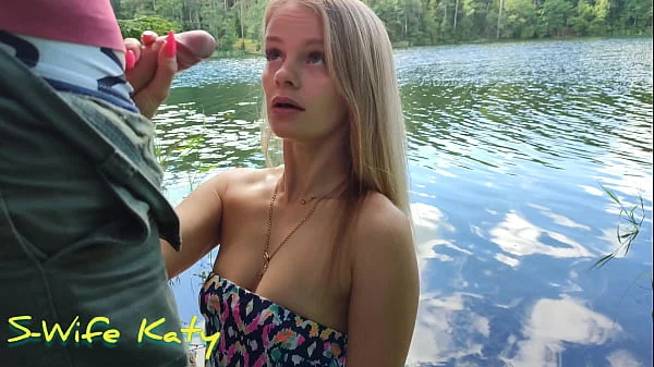 Casual sex with a stranger in the woods with cum in pussy